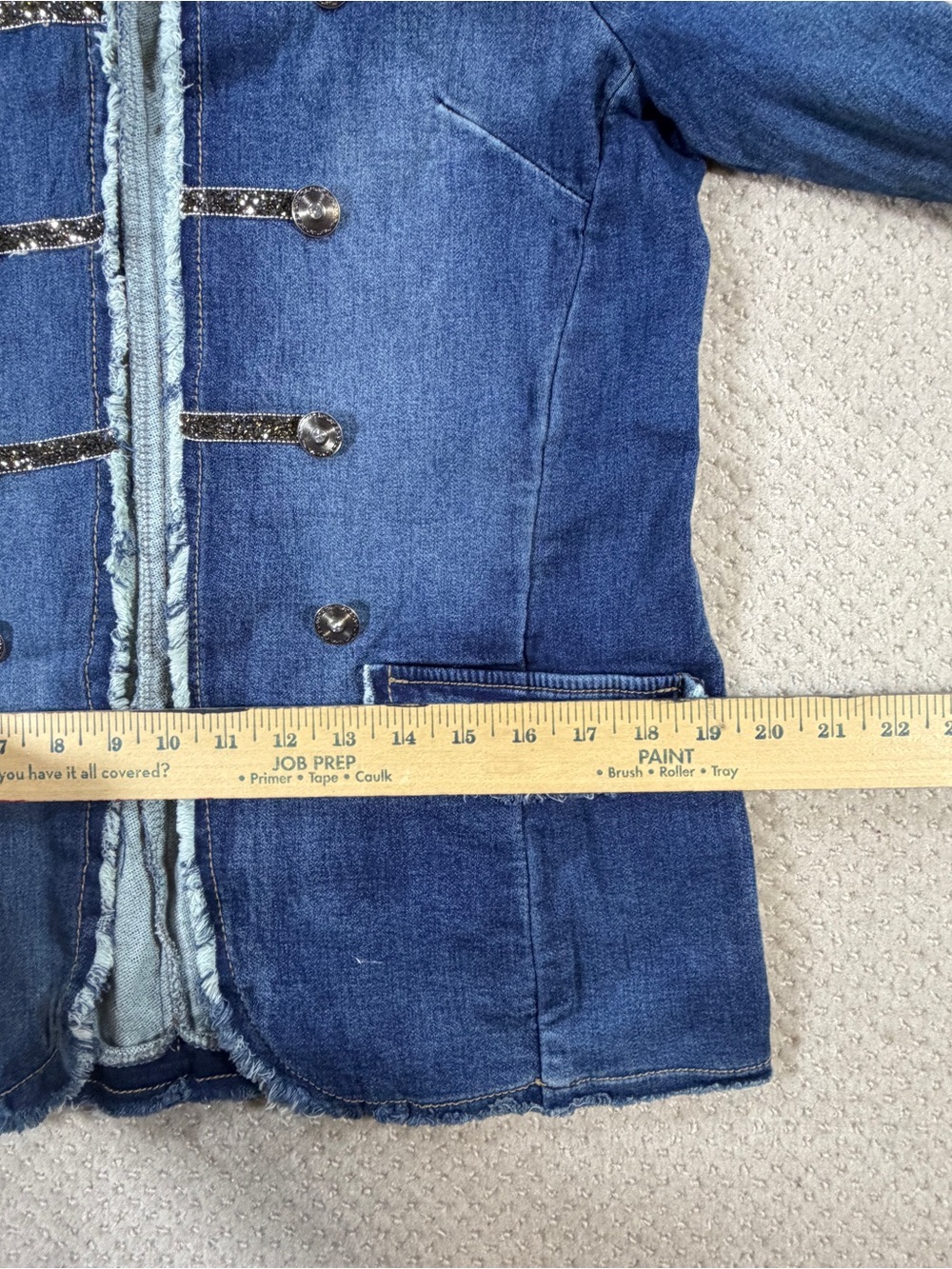 Napoleon Denim Jacket Womens Med Military Porter‎ Collective Blue Jean Open - Picture 11 of 12